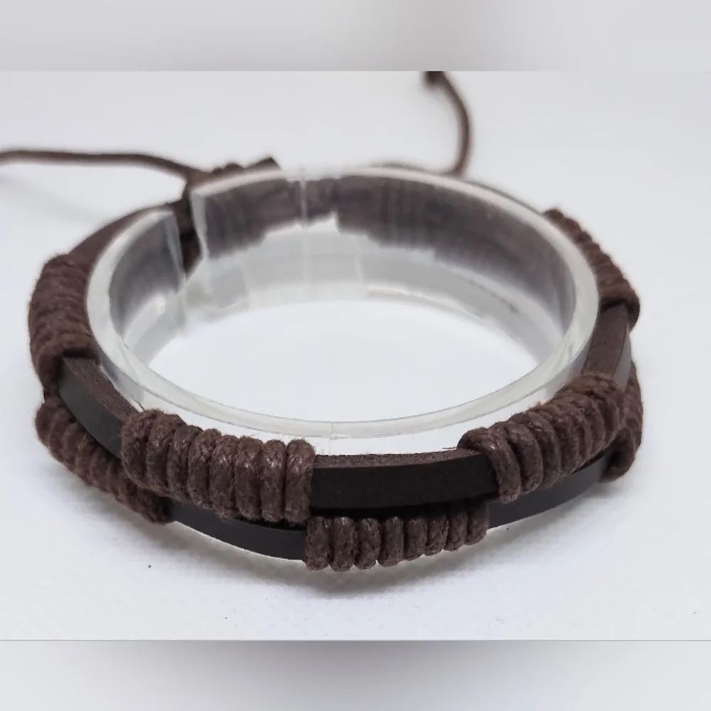 Men's Bracelet Leather Layered Brown New f67‎